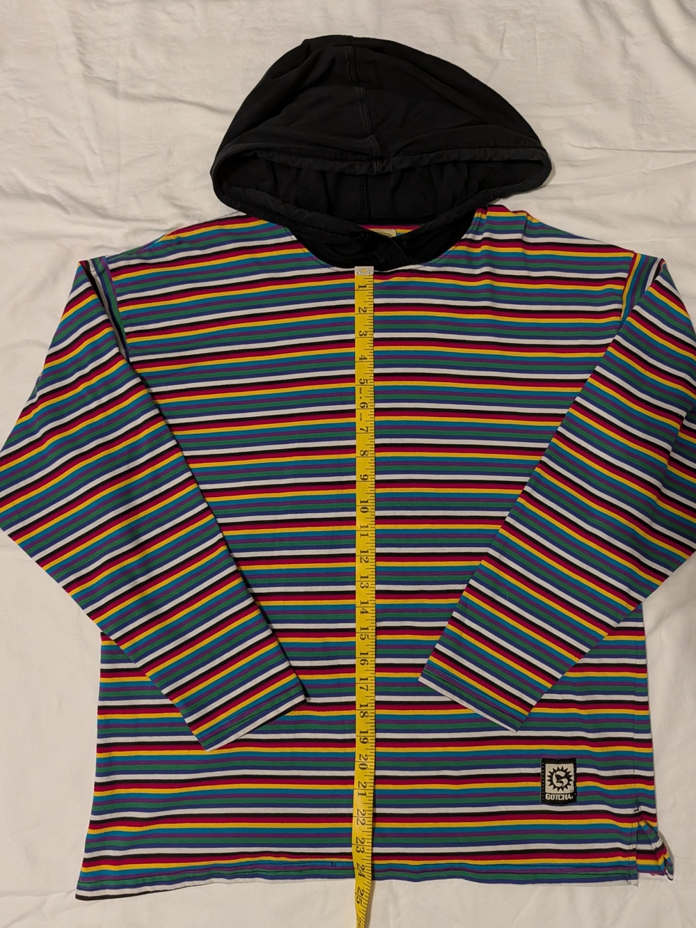 Vintage 90s Gotcha Striped Pullover Hoodie Single Stitch Mens Large (fits M/L)